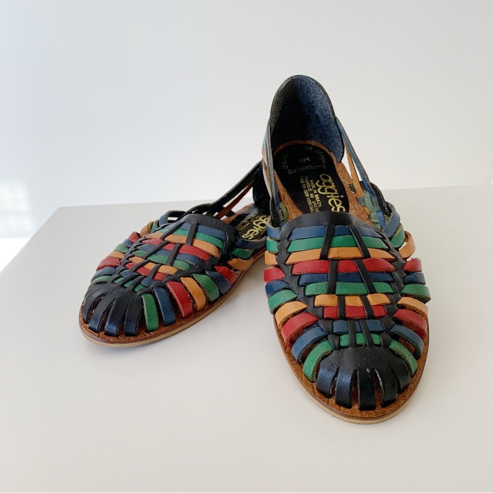 Vintage Women Genuine Leather Colourful Sandals
